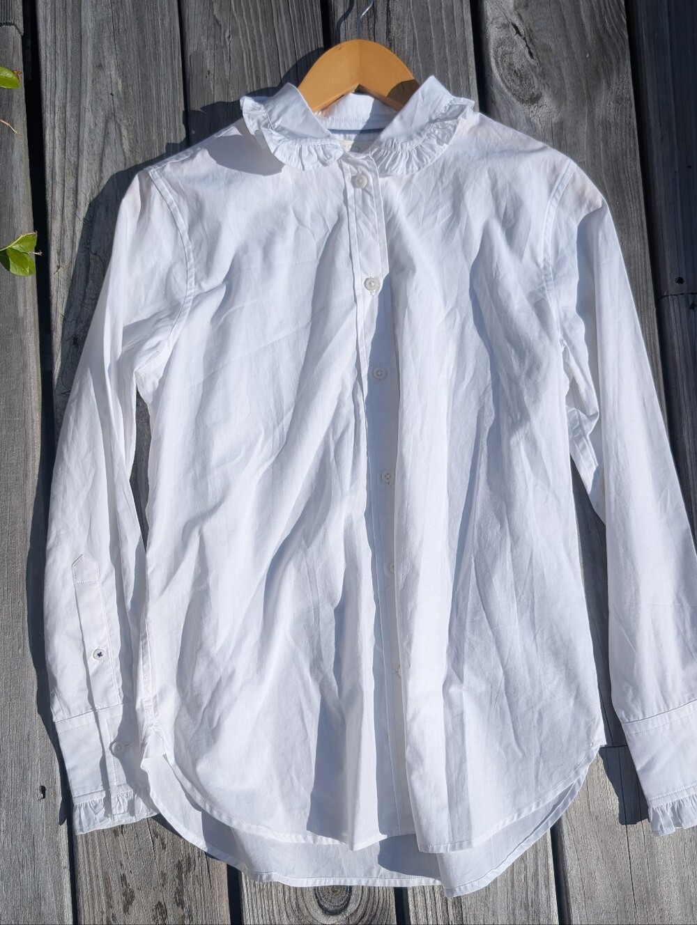 J Crew Blouse Size 6 White Cotton Collar Long Sleeve Buttondown Classic Preppy - Picture 5 of 6